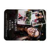 3 Foto Collage Modern Afstudeer Uitnodiging Mag Magneet (Horizontaal)