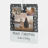 3 Foto Collage Modern Black White Kerstmis Glas Ornament (Voorkant links)