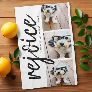 3 Foto-collage - Modern Merry Kerstrejoice Theedoek