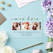 3 Foto Collage Modern Script "Kerst van de Kroniek Acryl Uitnodigingen (Insitu (Huwelijk))