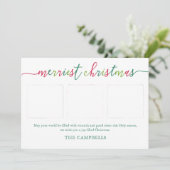 3 Foto Collage Modern Script "Kerst van de Kroniek Feestdagenkaart (Staand voorkant)