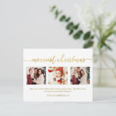 3 Foto Collage Modern Script "Kerst van de Kroniek Feestdagenkaart (Staand voorkant)