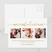 3 Foto Collage Modern Script "Kerst van de Kroniek Feestdagenkaart (Voorkant / Achterkant)