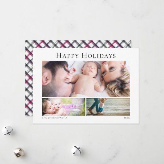 3 foto collage raster horizontale kerst Kaart (Voorkant / Achterkant in situ)
