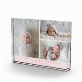 3 Foto Collage Roze Nieuwe Baby Aandenken  (Rechts)