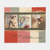 3 Foto Collage Rustic Abstracte, gepersonaliseerde Fleece Deken (Voorkant (Horizontaal))