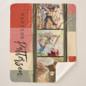 3 Foto Collage Rustic Abstracte, gepersonaliseerde Sherpa Deken (Voorkant)