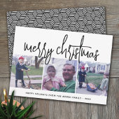 3 Foto Collage Script Black White Merry kerst Feestdagenkaart