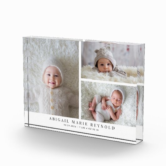 3 Foto Collage Wit Geboortekaartje (Rechts)