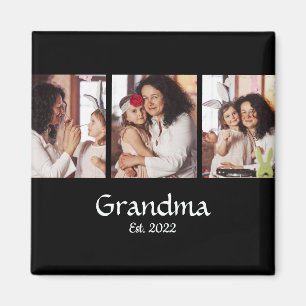 3 Foto Collage Zwart Wit Oma Opgericht Magneet