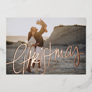 3 foto elegante script folie kerstkaart feestdagenkaart
