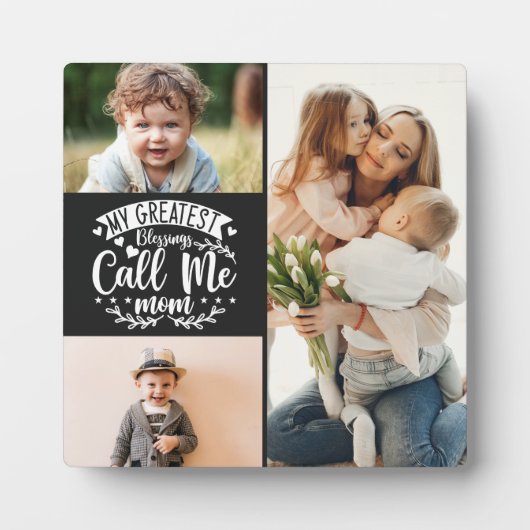 3 foto familie collage mam keepomwille moederdag fotoplaat (Voorkant)
