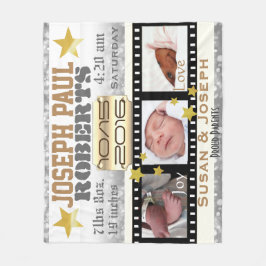 3 Foto Filmster Filmspoel Zilver Bokeh en Goud Fleece Deken