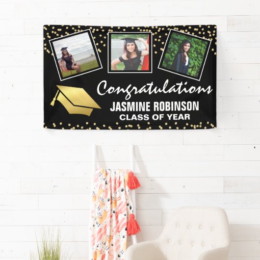 3 Foto Goud Afstuderen Afstuderen 2025 Spandoek (Insitu)