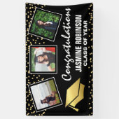 3 Foto Goud Afstuderen Afstuderen 2025 Spandoek (Verticaal)