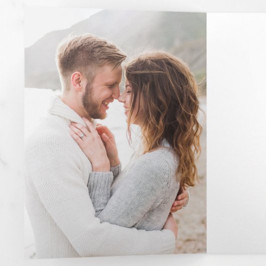 3 Foto Handgeschreven bruiloft Bewaar de datum Drieluik Aankondiging (Binnenzijde eerst)