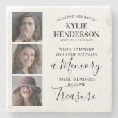 3 Foto in Loving Memory Stenen Onderzetter (Voorkant)