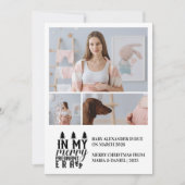 3 Foto in mijn vrolijke zwangere tijdperk Kerstmis Feestdagenkaart (Voorkant)