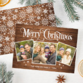 3 FOTO Kerst Rustiek Bruin Hout Groet Boho Feestdagenkaart