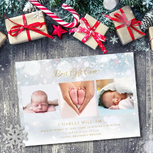 3 Foto Kerst Winter Vorst Geboorteaankondiging Feestdagenkaart