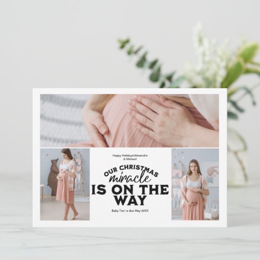 3 Foto Kerst Zwangerschap aankondiging (Staand voorkant)