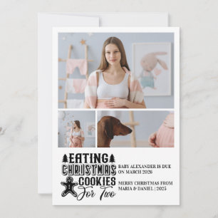 3 Foto Kerstkoekjes voor 2 Zwangerschap Feestdagenkaart