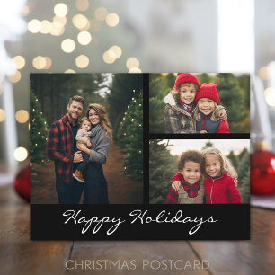 3 foto Kerstmis met collage - minimaal zwart Feestdagenkaart