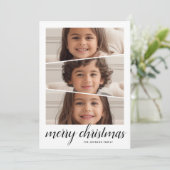 3 Foto Kerstmis Script - Retro Half Moon Patroon Feestdagenkaart (Staand voorkant)