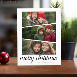 3 foto kerstscript - horizontaal wigontwerp feestdagenkaart