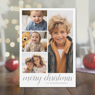 3 Foto Kerstscript - Retro Halve Maan Patroon Feestdagenkaart