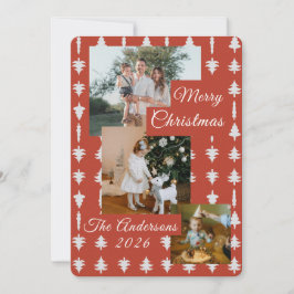 3 Foto Kerstvakantie Rood + Wit Kerstboom Feestdagenkaart