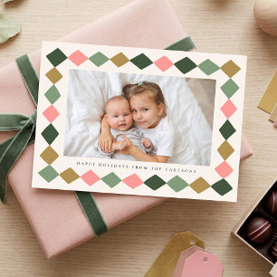 3 Foto Kleurrijke Handgetekende Diamant Frame Feestdagenkaart