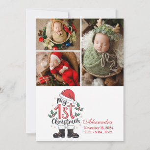 3 Foto Lieve Kerstman Baby 1e Kerstmis Feestdagenkaart