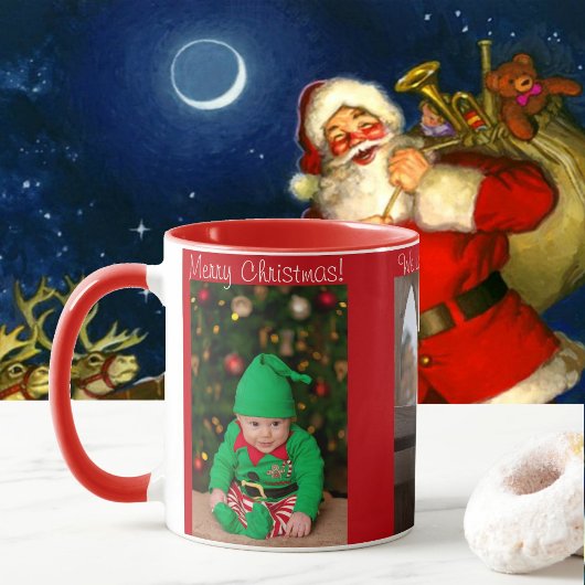 3 Foto Merry Kerstmis met Names Kind Gift Mok