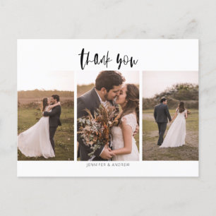 3 Foto minimalistische bruiloft Hartelijk dank Briefkaart