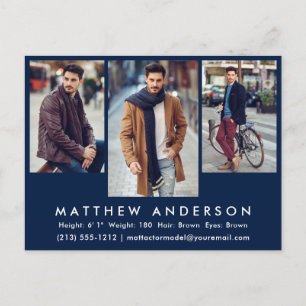 3 Foto Model Actor Foto Comp Kaart Briefkaart Blau