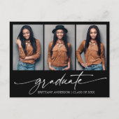 3 Foto Modern Calligraphy Ink Script Afstuderen Briefkaart (Voorkant)