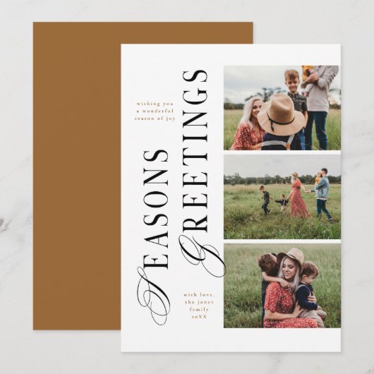 3 Foto Modern Minimaal Seizoensgroeten Kaart (Voorkant / Achterkant)