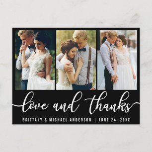 3 Foto Modern Wedding Love Bedankt Wit Script Briefkaart