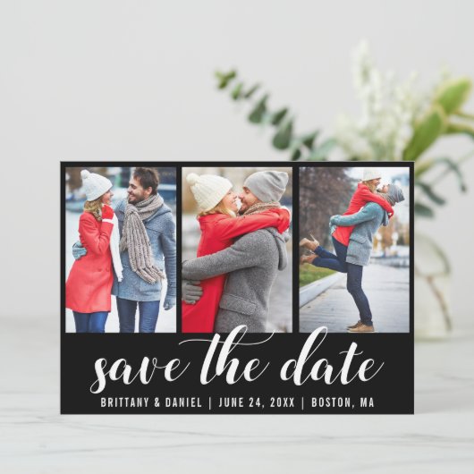 3 Foto Opslaan Datum Verloving Kaart (Staand voorkant)