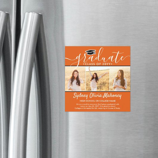 3 Foto Oranje Magnetische Afstuderen Aankondiging