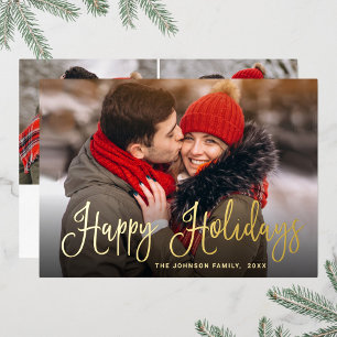 3 FOTO Sparkle Moderne Kerstmis Greeting Gold Folie Feestdagenkaart