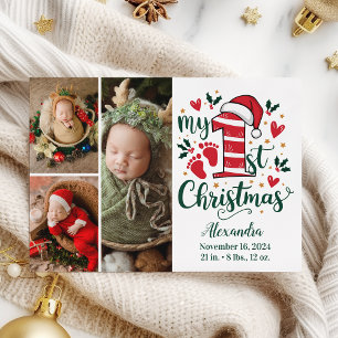 3 Foto Suikerstok Baby 1e Kerstmis Feestdagenkaart