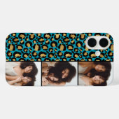 3 Foto Teal En Goud Luipaardprint Case-Mate iPhone Case (Achterkant (horizontaal))