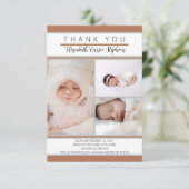 3 Foto Terracotta Baby shower |Birth Announcemen Bedankkaart (Staand voorkant)