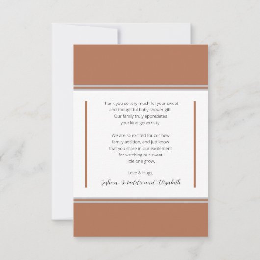 3 Foto Terracotta Baby shower |Birth Announcemen Bedankkaart (Achterkant)