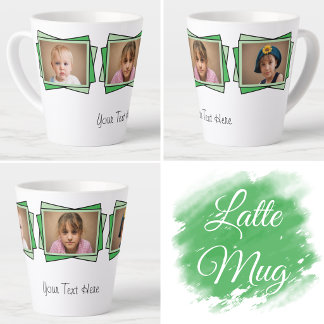 3 foto voeg uw tekst groen toe latte mok