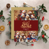 3 Foto Vrolijk kerstfeest in Gold Holiday Briefkaa Feestdagenkaart
