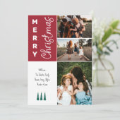 3 Foto Vrolijk Kerstfeest Kaart - Rood (Staand voorkant)