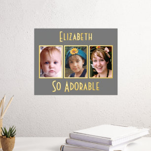 3 foto zo schattig voeg naam grijs goud toe folie afdrukken